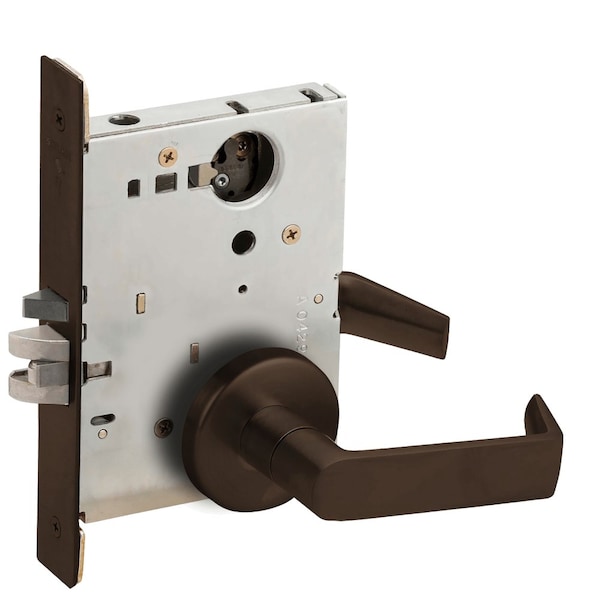 Schlage Grade 1 Entrance Office Mortise Lock, Less Cylinder, 06 Lever, B Rose, Dark Oxidized Satin Bronze Oi L9050L 06B 613 - main